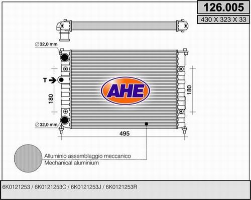 AHE 126.005 - Радиатор, охлаждение двигателя autospares.lv