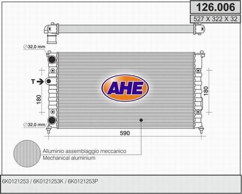 AHE 126.006 - Радиатор, охлаждение двигателя autospares.lv