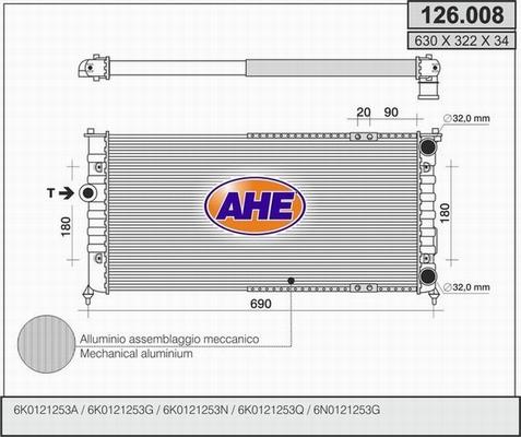 AHE 126.008 - Радиатор, охлаждение двигателя autospares.lv