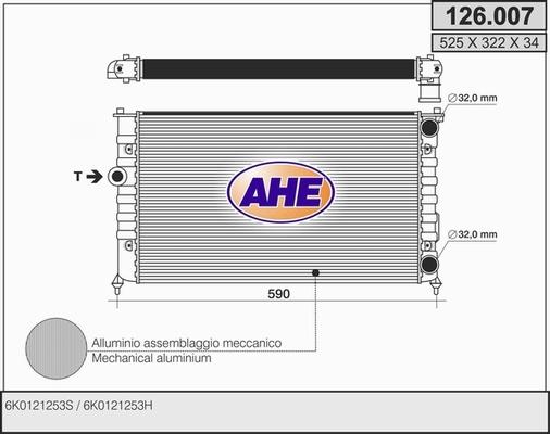 AHE 126.007 - Радиатор, охлаждение двигателя autospares.lv