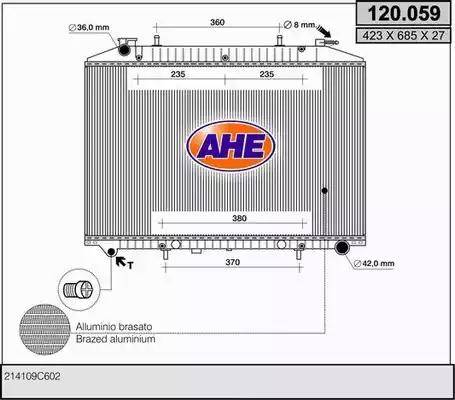 AHE 120.059 - Радиатор, охлаждение двигателя autospares.lv