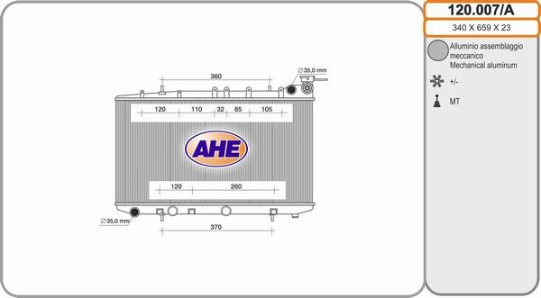 AHE 120.007/A - Радиатор, охлаждение двигателя autospares.lv