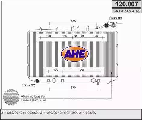 AHE 120.007 - Радиатор, охлаждение двигателя autospares.lv