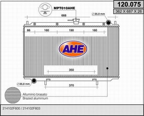 AHE 120.075 - Радиатор, охлаждение двигателя autospares.lv