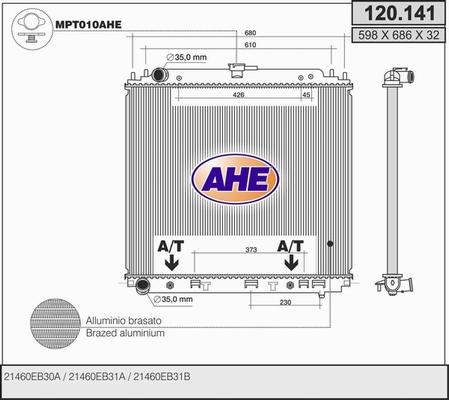 AHE 120.141 - Радиатор, охлаждение двигателя autospares.lv