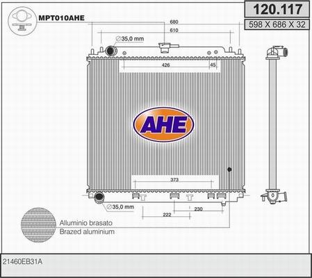 AHE 120.117 - Радиатор, охлаждение двигателя autospares.lv