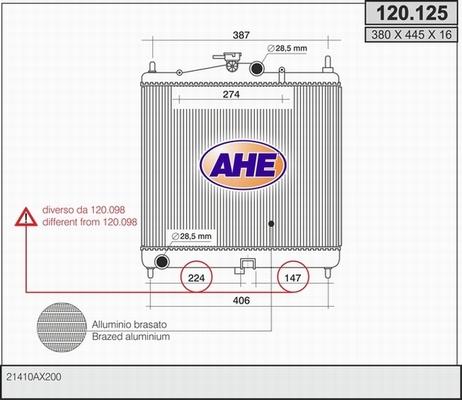AHE 120.125 - Радиатор, охлаждение двигателя autospares.lv