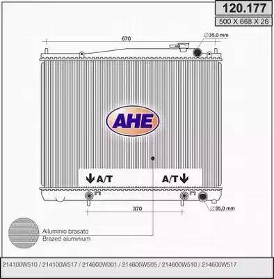 AHE 120177 - Радиатор, охлаждение двигателя autospares.lv