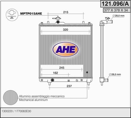 AHE 121.096/A - Радиатор, охлаждение двигателя autospares.lv