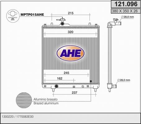 AHE 121.096 - Радиатор, охлаждение двигателя autospares.lv