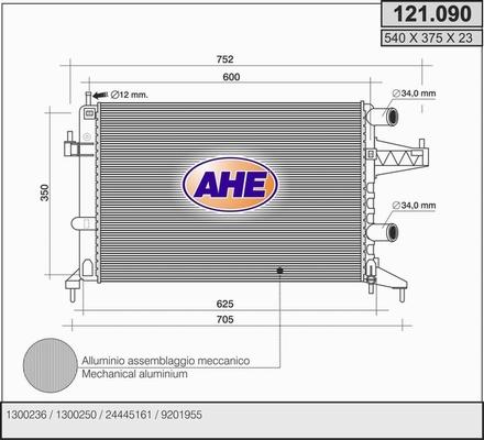 AHE 121.090 - Радиатор, охлаждение двигателя autospares.lv