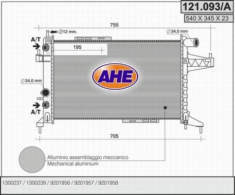 AHE 121.093/A - Радиатор, охлаждение двигателя autospares.lv