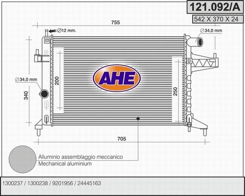 AHE 121.092/A - Радиатор, охлаждение двигателя autospares.lv