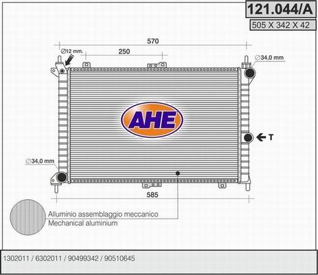 AHE 121.044/A - Радиатор, охлаждение двигателя autospares.lv