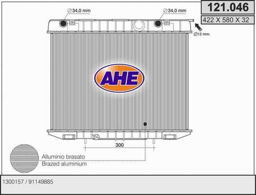 AHE 121.046 - Радиатор, охлаждение двигателя autospares.lv