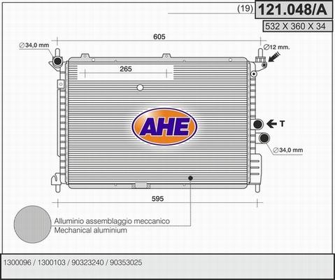 AHE 121.048/A - Радиатор, охлаждение двигателя autospares.lv