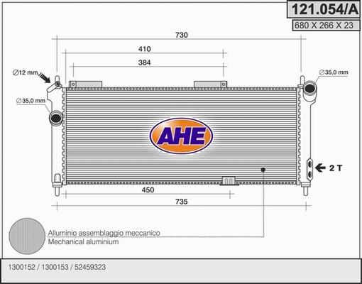 AHE 121.054/A - Радиатор, охлаждение двигателя autospares.lv