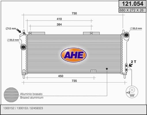 AHE 121.054 - Радиатор, охлаждение двигателя autospares.lv