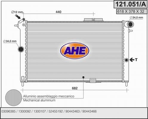 AHE 121.051/A - Радиатор, охлаждение двигателя autospares.lv