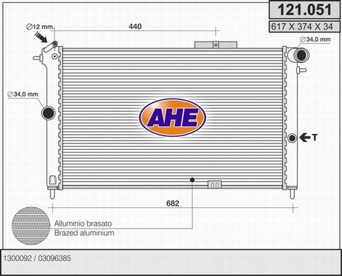 AHE 121.051 - Радиатор, охлаждение двигателя autospares.lv