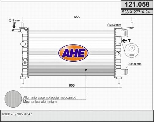 AHE 121.058 - Радиатор, охлаждение двигателя autospares.lv