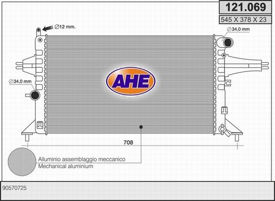 AHE 121.069 - Радиатор, охлаждение двигателя autospares.lv