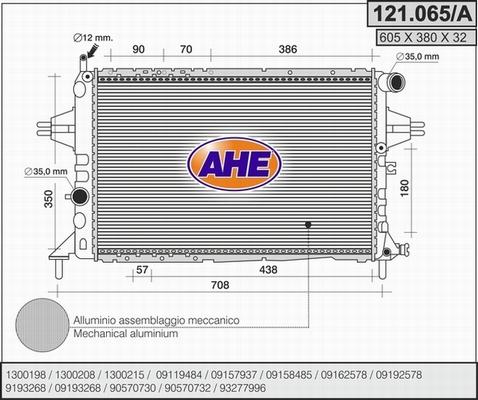 AHE 121.065/A - Радиатор, охлаждение двигателя autospares.lv