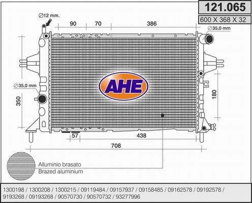 AHE 121.065 - Радиатор, охлаждение двигателя autospares.lv