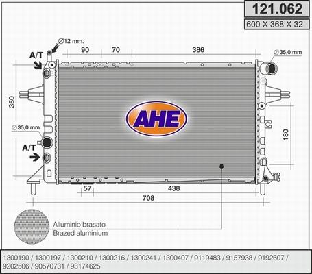 AHE 121.062 - Радиатор, охлаждение двигателя autospares.lv