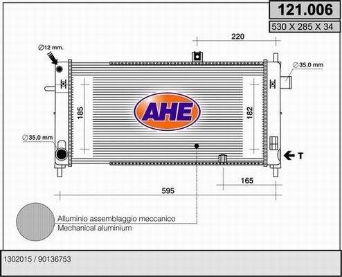 AHE 121.006 - Радиатор, охлаждение двигателя autospares.lv