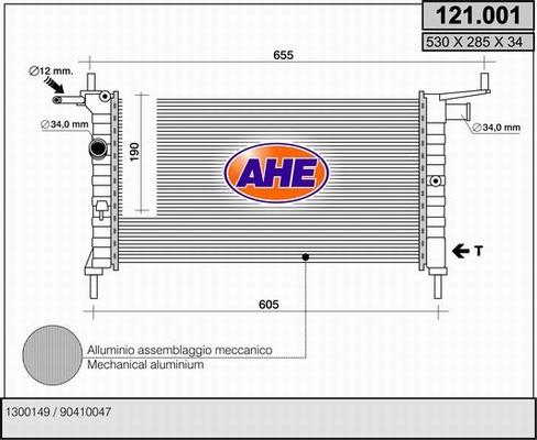 AHE 121.001 - Радиатор, охлаждение двигателя autospares.lv