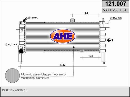 AHE 121.007 - Радиатор, охлаждение двигателя autospares.lv