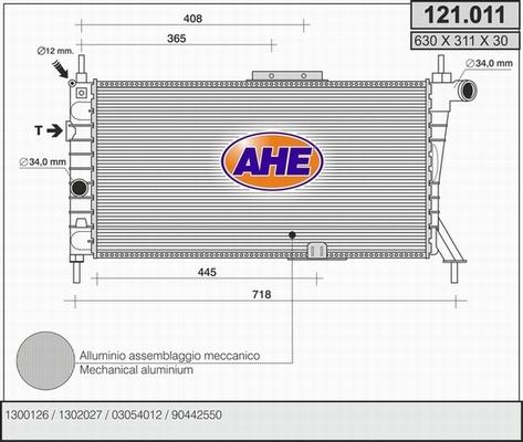 AHE 121.011 - Радиатор, охлаждение двигателя autospares.lv