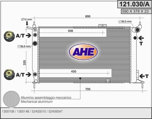 AHE 121.030/A - Радиатор, охлаждение двигателя autospares.lv