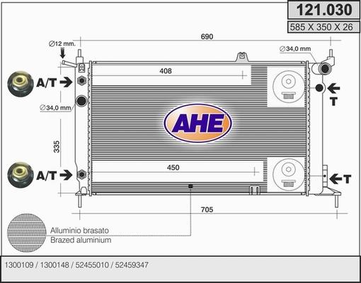 AHE 121.030 - Радиатор, охлаждение двигателя autospares.lv