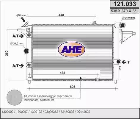 AHE 121.033 - Радиатор, охлаждение двигателя autospares.lv