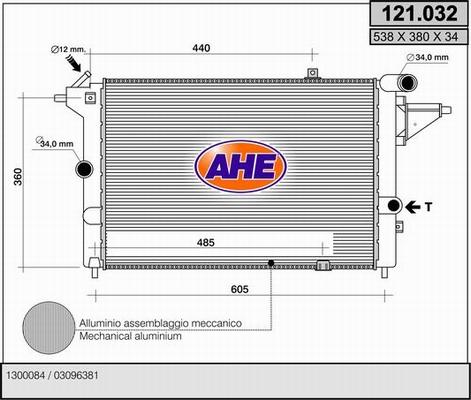 AHE 121.032 - Радиатор, охлаждение двигателя autospares.lv