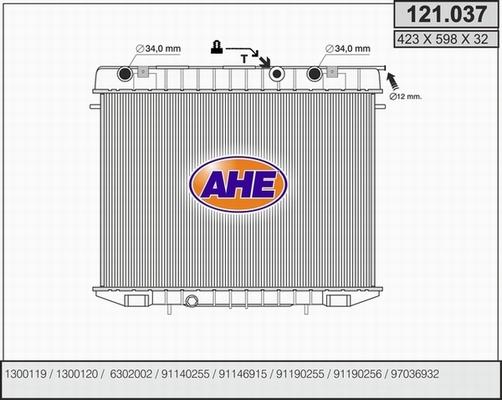 AHE 121.037 - Радиатор, охлаждение двигателя autospares.lv