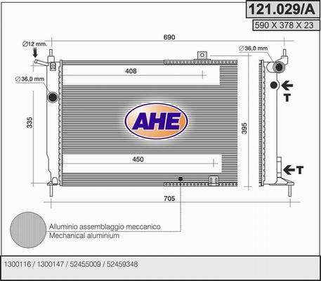 AHE 121.029/A - Радиатор, охлаждение двигателя autospares.lv