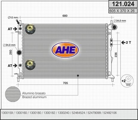 AHE 121.024 - Радиатор, охлаждение двигателя autospares.lv