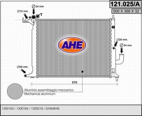 AHE 121.025/A - Радиатор, охлаждение двигателя autospares.lv