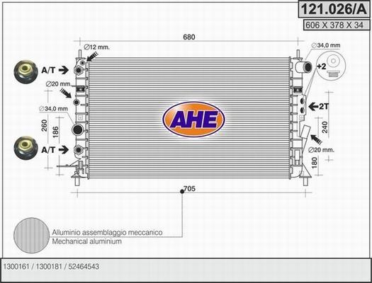 AHE 121.026/A - Радиатор, охлаждение двигателя autospares.lv