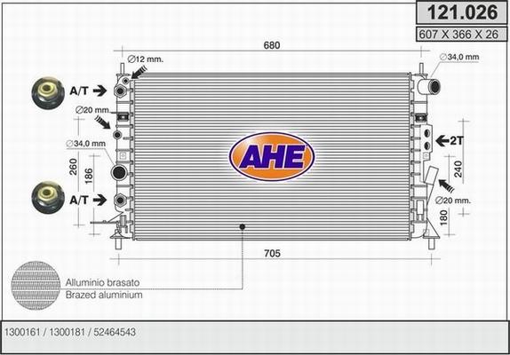 AHE 121.026 - Радиатор, охлаждение двигателя autospares.lv