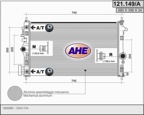 AHE 121.149/A - Радиатор, охлаждение двигателя autospares.lv