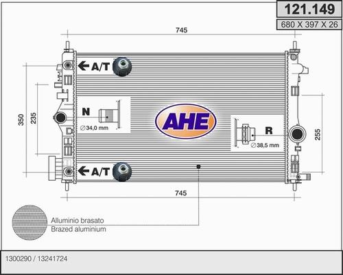 AHE 121.149 - Радиатор, охлаждение двигателя autospares.lv