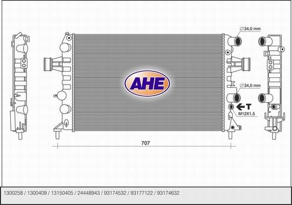 AHE 121.144/A - Радиатор, охлаждение двигателя autospares.lv