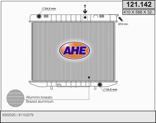 AHE 121.142 - Радиатор, охлаждение двигателя autospares.lv