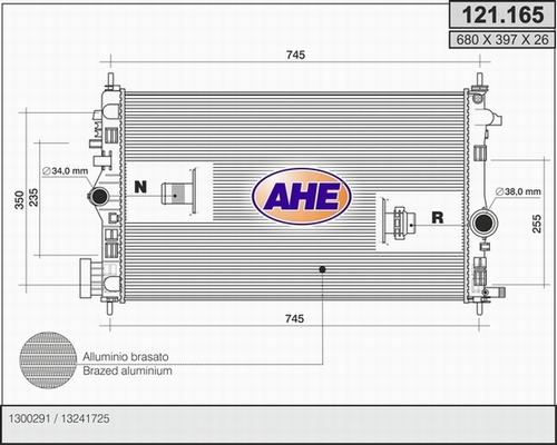 AHE 121.165 - Радиатор, охлаждение двигателя autospares.lv