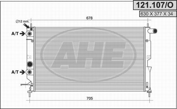 AHE 121.107/O - Радиатор, охлаждение двигателя autospares.lv