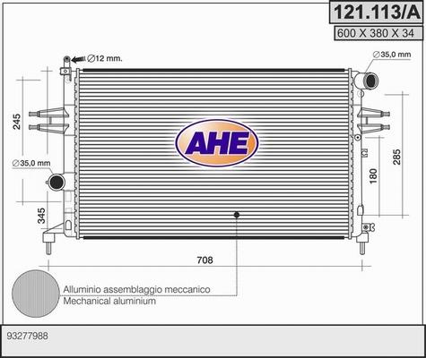 AHE 121.113/A - Радиатор, охлаждение двигателя autospares.lv